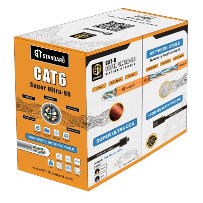 Standard Super Ultra06 Cable Orange Cat6 Network  305M , High-Speed Ethernet LAN Cable for Networking