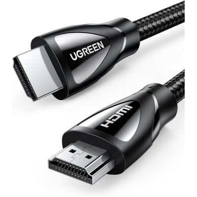 UGREEN  HD 140 (80403) HDMI 8K CABLE MALE TO MALE ALUMINUM ALLOY SHELL BRAIDED BLACK 2M