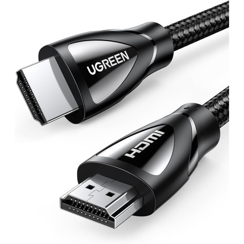 UGREEN  HD 140 (80403) HDMI 8K CABLE MALE TO MALE ALUMINUM ALLOY SHELL BRAIDED BLACK 2M