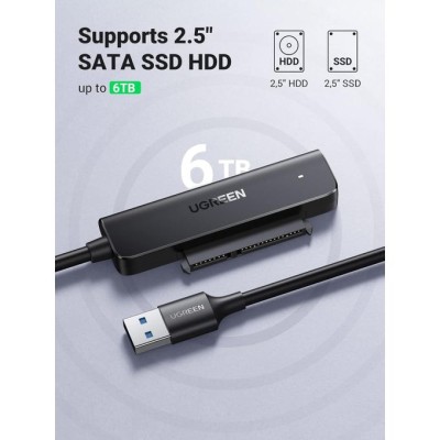 Ugreen SATA Cable SATA to USB 3.0 Adapter Hard Drive Cable External Disk Reader 2.5 SSD to HDD Clone Transfer Upgrade Kit UASP Connector Compatible for Crucial WD SanDisk Toshiba Internal HDD SSD,PS5.