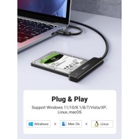 Ugreen SATA Cable SATA to USB 3.0 Adapter Hard Drive Cable External Disk Reader 2.5 SSD to HDD Clone Transfer Upgrade Kit UASP Connector Compatible for Crucial WD SanDisk Toshiba Internal HDD SSD,PS5.