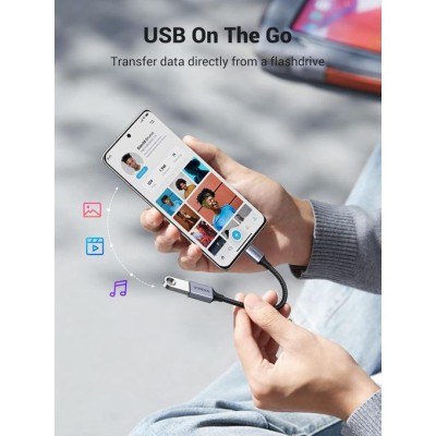 Ugreen USB C to USB Adaptor Aluminum OTG Adapter Cable Type C Male to USB 3.0 Female Supports 5Gbps Transfer, Compatible with MacBook 2022 iPad Air 5 Galaxy S22 Pixel 6 Nexus 6P 5X and more(Gray) 70889