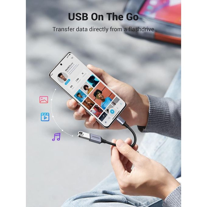 Ugreen USB C to USB Adaptor Aluminum OTG Adapter Cable Type C Male to USB 3.0 Female Supports 5Gbps Transfer, Compatible with MacBook 2022 iPad Air 5 Galaxy S22 Pixel 6 Nexus 6P 5X and more(Gray) 70889