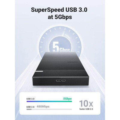 Ugreen 2.5 Inch Hard Drive Box with Micro-B to USB-A 3.0 Cable 