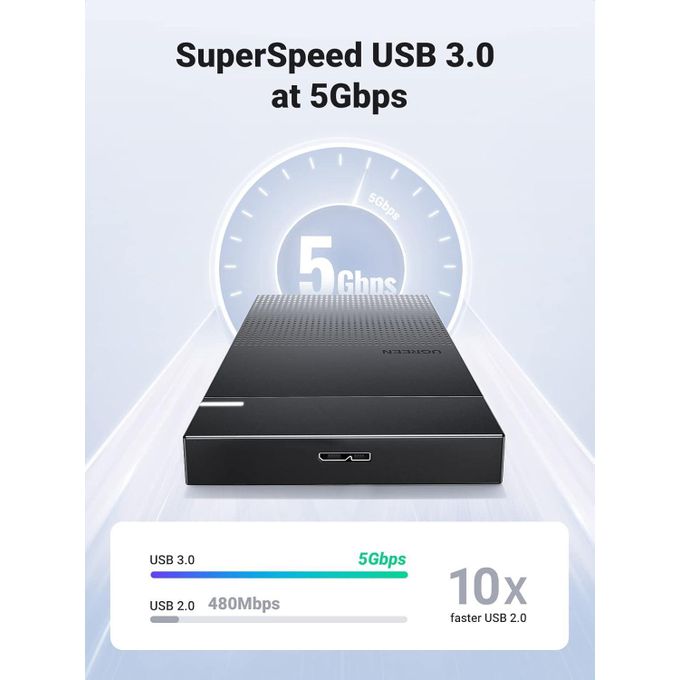 Ugreen 2.5 Inch Hard Drive Box with Micro-B to USB-A 3.0 Cable 