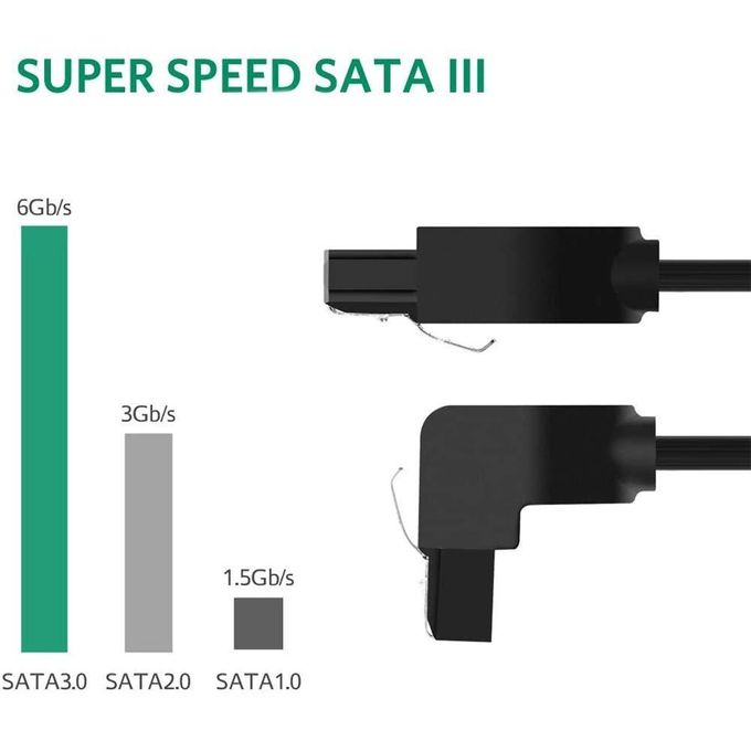 Ugreen SATA Cable 3.0 To Hard Disk Drive HDD SSD ODD 6Gbps High-Speed Data Plug Cord, Straight To Bending (0.5M) - 