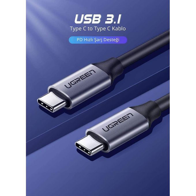 Ugreen USB 3.1 USB-C Male To Male Data Cable 60W Power Delivery PD Gen 1 for Monitor, Laptop, Smartphone (1.5M)