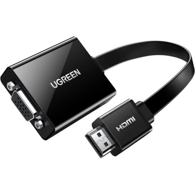 Ugreen Active HDMI to VGA Adapter Converter with 3.5mm Audio Jack up to 1080P Compatible With PC, Laptop, Ultrabook, Raspberry Pi, Chromebook - Black