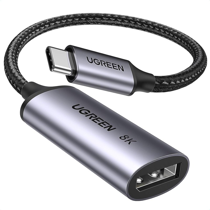 UGREEN 15575 8K60Hz USB C to DisplayPort 1.4 Adapter Cable 4K240Hz HDR Thunderbolt 3/4 to Display Port Converter USB C to DP 1.4 Braided 10CM