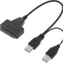 USB 2.0 to SATA Hard Drive Adapter Cable for 2.5 inch SSD & HDD Dual USB with DC Port Black