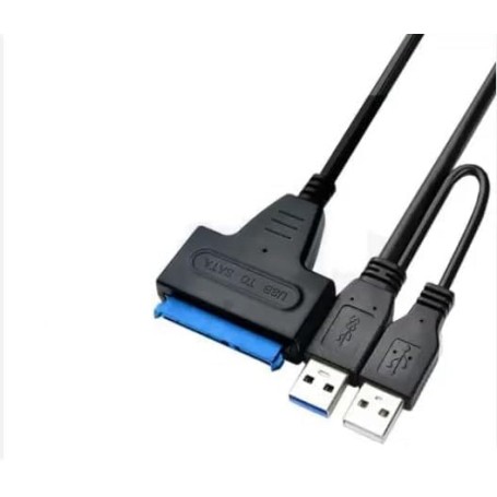 USB 3.0 to SATA III Hard Drive Adapter Cable for 2.5 inch SSD & HDD Dual USB with DC Port Black