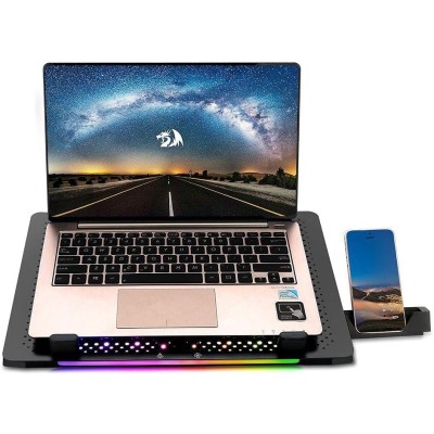 Redragon GCP500 IVY Laptop Cooler - 5 Quiet fans - 2 USB Port - Fan Speed Control - Aluminum Panel -
