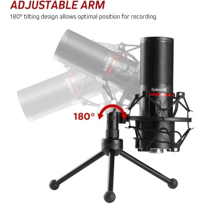 Redragon GM300 USB Gaming Microphone, Computer PC Laptop Condenser Mic with Tripod Stand