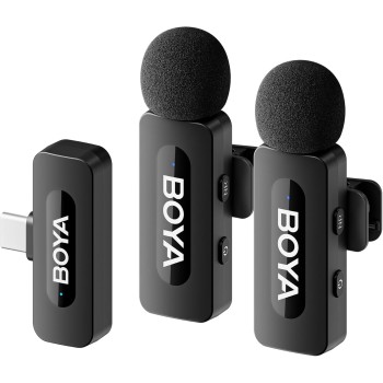 BOYA BY-V20 Ultracompact Wireless Microphone System for USB-C Devices (2.4 GHz) - Black
