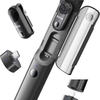 BOYA Magic-05 AI-Powered Transformable Wireless Microphone Noise Cancelling Mic Lavalier Lapel Mini Microphone for Vlogging iPhone Android PC DSLR Camera