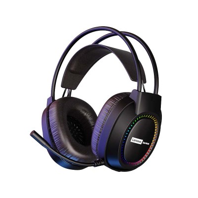 Lenovo E03 RGB Light Earphone With Microphone USB Plug Headphone Noise Cancelling