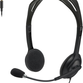 Logitech H111 Stereo on-ear headset, wired with microphone - Black