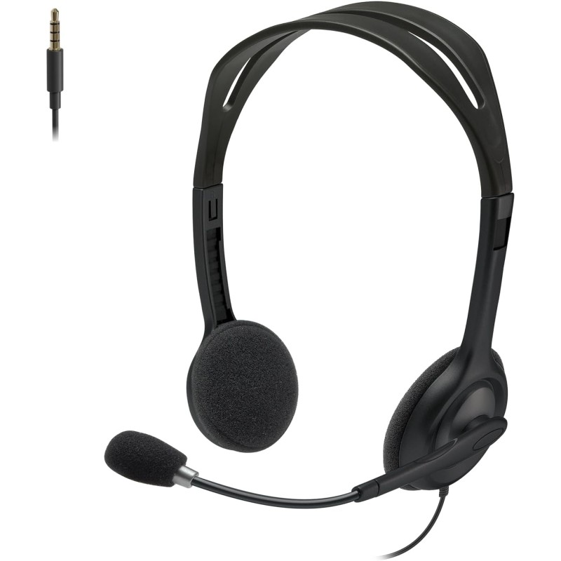 Logitech H111 Stereo on-ear headset, wired with microphone - Black