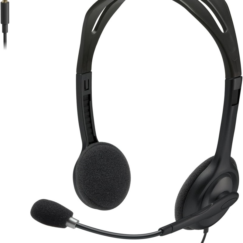 Logitech H111 Stereo on-ear headset, wired with microphone - Black