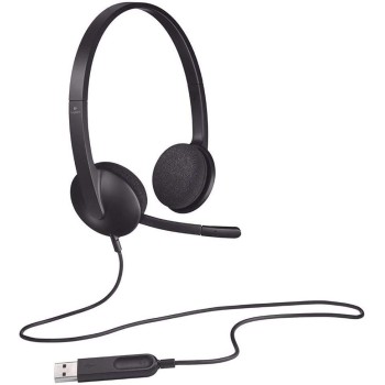 Logitech H340 Stereo Headset with Noise Cancelling Microphone And Wired USB Plug For Computer PC, Mac, Laptop - Black