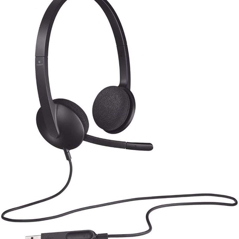 Logitech H340 Stereo Headset with Noise Cancelling Microphone And Wired USB Plug For Computer PC, Mac, Laptop - Black