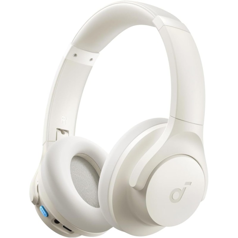 SoundCore Q11i Wireless Over-Ear Bluetooth Headphones by Anker, Deep Bass, 60H Playtime, Hi-Res Audio, Detachable Ear Cushions, Multipoint Connection,White