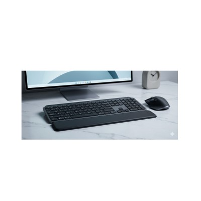 Logitech MX Keys Combo for Business | Gen 2, Full Size Wireless Keyboard and Wireless Mouse, with Keyboard Palm Rest, Bluetooth, Logi Bolt, Quiet Clicks, Windows/Mac/Chrome/Linux - Graphite