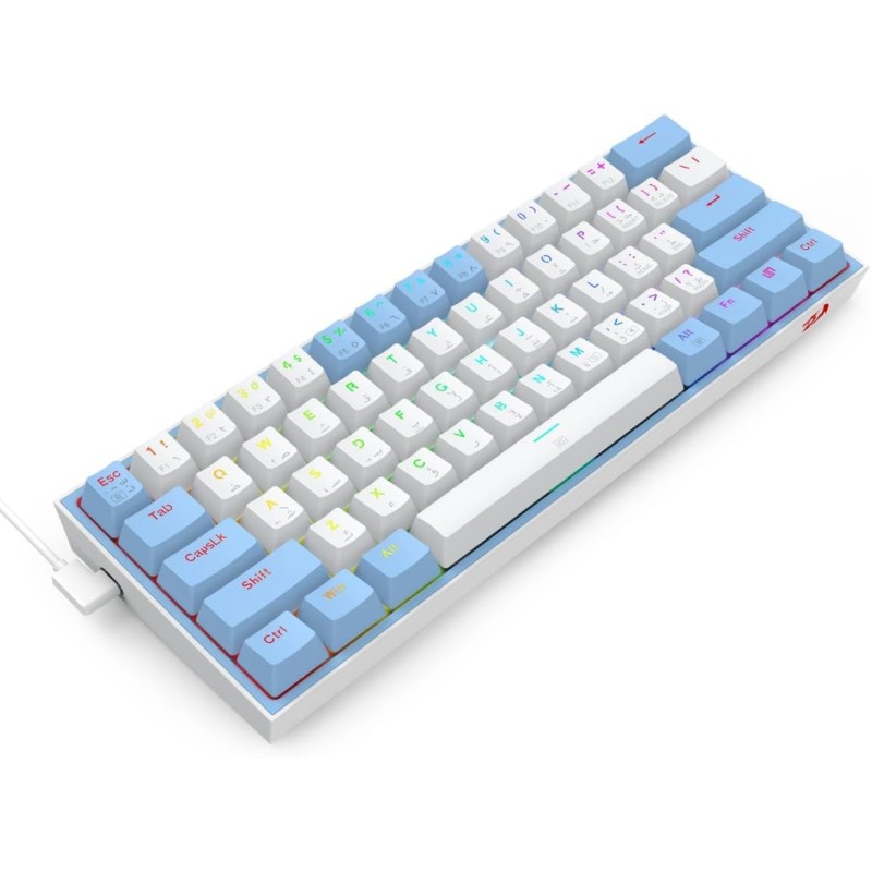 REDRAGON K617 FIZZ RED Switch RGB - WHITE/BLUE (60% KB) - ARABIC