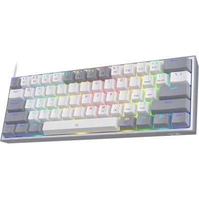 Redragon K617 FIZZ 60 Wired RGB Gaming Keyboard 61 Keys Compact Mechanical Keyboard w Grey White