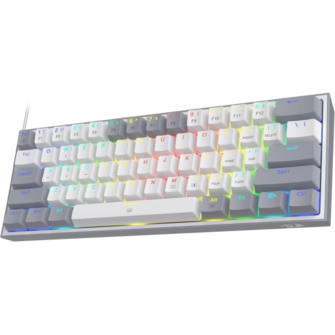 Redragon K617 FIZZ 60 Wired RGB Gaming Keyboard 61 Keys Compact Mechanical Keyboard w Grey White Redragon K617 FIZZ 60 Wired RGB Gaming Keyboard 61 Keys Compact Mechanical Keyboard w Grey White
