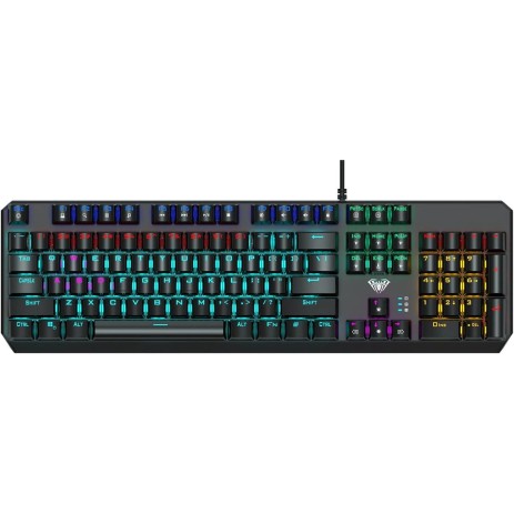 Aula - F2066-II Wind Mechanical Gaming Keyboard - Blue Switches - Arabic & English Keys,Black