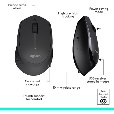 Logitech Wireless Combo MK345 COMFORT with Full-Size Keyboard and Right-Handed Mouse