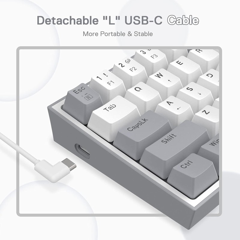 Redragon K617 FIZZ 60 Wired RGB Gaming Keyboard 61 Keys Compact Mechanical Keyboard w Grey White Redragon K617 FIZZ 60 Wired RGB Gaming Keyboard 61 Keys Compact Mechanical Keyboard w Grey White