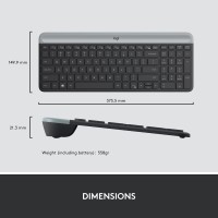 Logitech MK470 Slim Wireless Keyboard and Mouse Combo - Modern Compact Layout, Ultra Quiet, 2.4 GHz U