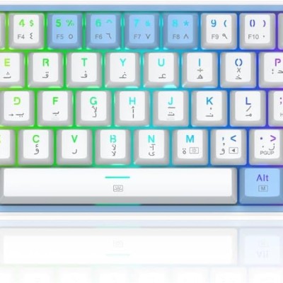 REDRAGON K617 FIZZ RED Switch RGB - WHITE/BLUE (60% KB) - ARABIC