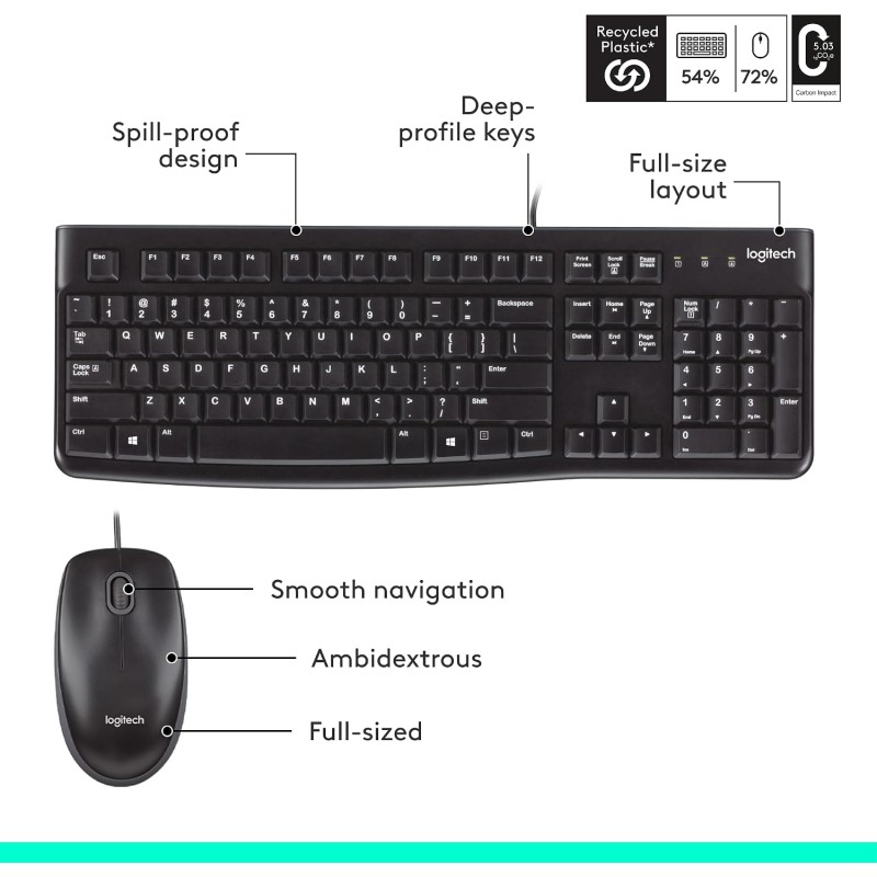 LOGITECH MK120 Corded Keyboard and Mouse Combo LOGITECH MK120 Corded Keyboard and Mouse Combo