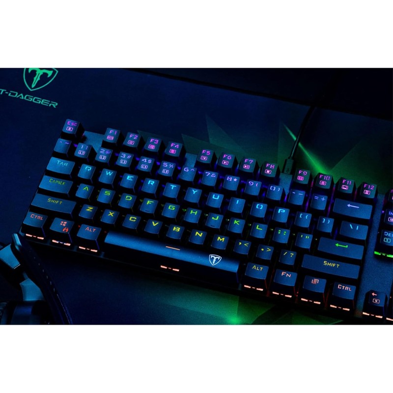 T-DAGGER Bora T-TGK313 Rainbow Gaming Mechanical Keyboard BLUE SWITCH