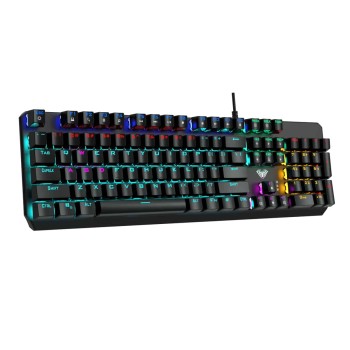 Aula - F2066-II Wind Mechanical Gaming Keyboard - Blue Switches - Arabic & English Keys,Black