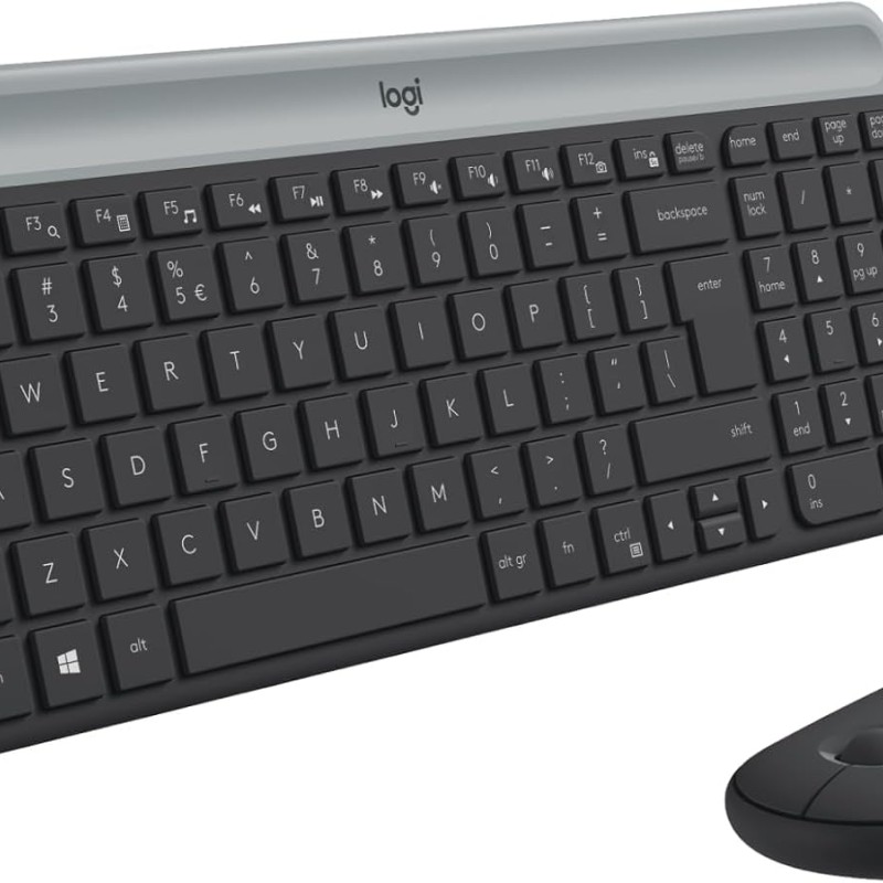 Logitech MK470 Slim Wireless Keyboard and Mouse Combo - Modern Compact Layout, Ultra Quiet, 2.4 GHz U