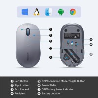 Ugreen Bluetooth Mouse, Wireless Mouse, Computer Mouse with BT&2.4G, Connect Two Devices, 4-Levels DPI, Low Battery Reminder, Ergonomic and Silent, Compatible with Laptop/PC, Windows/Linux/Android 65627