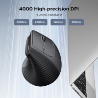 Ugreen 2.4GHz Ergonomic Vertical Mouse, 4000DPI Optical Tracking, 57° Ergonomic Angle, 5 Buttons, 12-Month Battery Life, 4 Adjustable DPI Levels Wireless Silent Mouse for Laptop, Desktop, Macbook