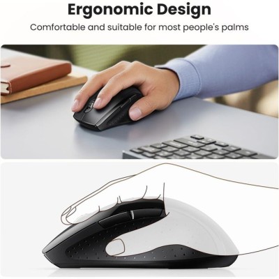 Ugreen Wireless Mouse 2.4GHz Ergonomic Mouse USB Receiver 5 Levels 1600 DPI, Compatible with Computer PC MacBook Laptop Windows 11 10 macOS Linux