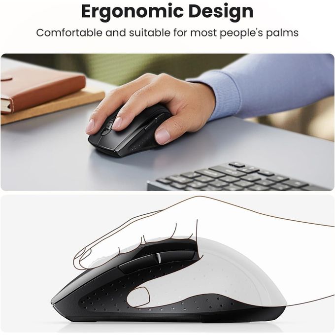 Ugreen Wireless Mouse 2.4GHz Ergonomic Mouse USB Receiver 5 Levels 1600 DPI, Compatible with Computer PC MacBook Laptop Windows 11 10 macOS Linux