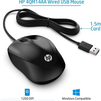 HP Wired Mouse 1000-4QM14AA - Black