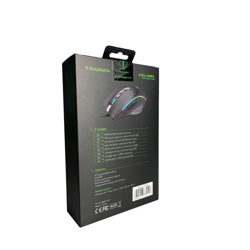 T-DAGGER TGM208 COLONEL RGB Gaming Mouse | 6,400 DPI Optical Sensor | 6 Programmable Buttons