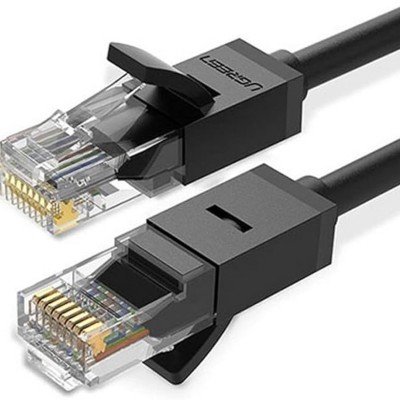 UGREEN NW102-20161 3M Cat 6 U/UTP Lan Cable with Gold-Plated conductor, 8-Core Twisted-Pair & Data Transmission Upto 1000MBPS - Black