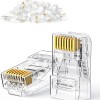 UGREEN RJ45 Connector Cat6 50 Pack RJ45 Non-Passthrough Plug Ethernet Cable Crimp LAN Connector Crystal Unshielded Crimp Connector Gold Plated Network Plug for Solid Wire and Standard Cable