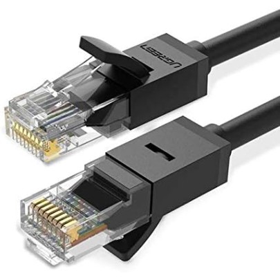 UGREEN NW102-20160 2M Cat 6 U/UTP Lan Cable with Gold-Plated conductor, 8-Core Twisted-Pair & Data Transmission Upto 1000MBPS - Black