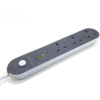 LEYENDA Power Strip Extension Cord, 5 Metre, 3 UK Sockets, 2 USB Ports, Type-C PD Port, Surge Protection