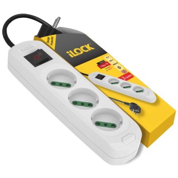 ILOCK (5074) Schuko 16A power strip, 3 outlets without earthing 1.5 m